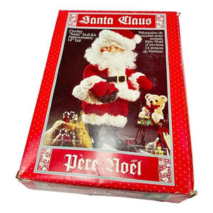 Spinrite Santa  Doll Kit 14 inch Tall Crochet Yarn  Complete Xmas Vintage New